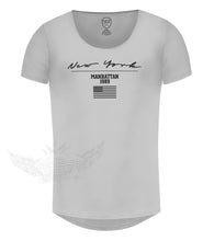 Men's Casual Printed T-shirt Muscle Fit New York Scoop Neck Tee / Color Option / MD917NY