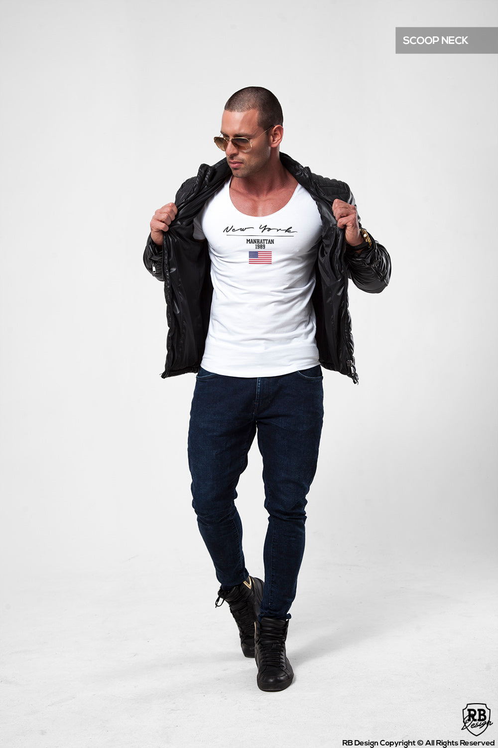 Casual Men's T-shirt New York US FLag Street Fashion Tee MD917