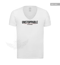Men's White T-shirt Unstoppable Saying Muscle Fit Cotton Tee MD920