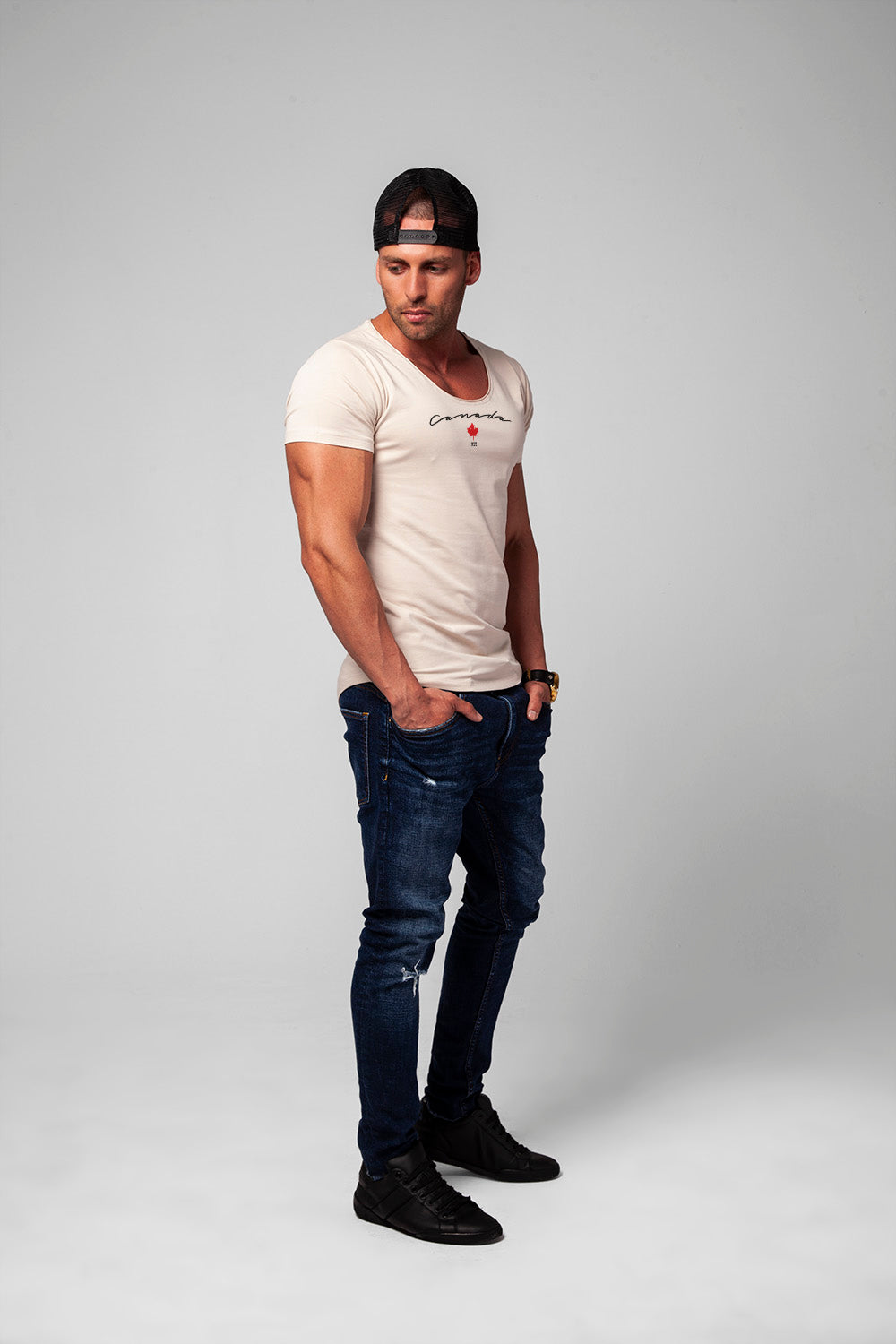 Men's T-shirt "Canada" Khaki Gray Beige / Color Option / MD924