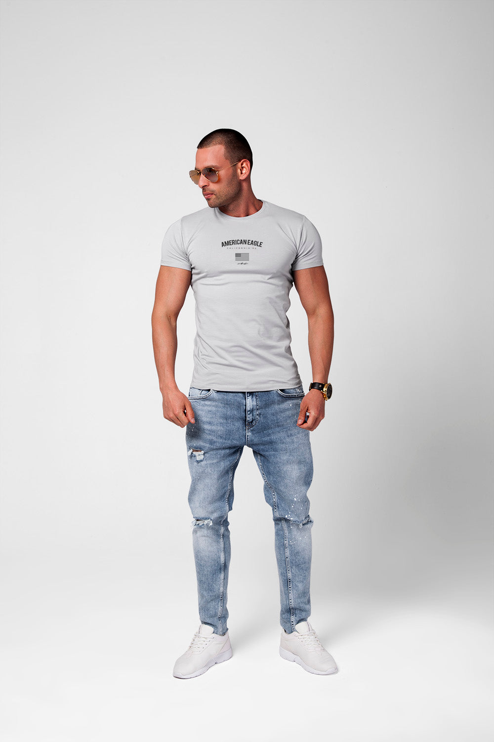 Men's T-shirt "American Eagle" Khaki Gray Beige / Color Option / MD927