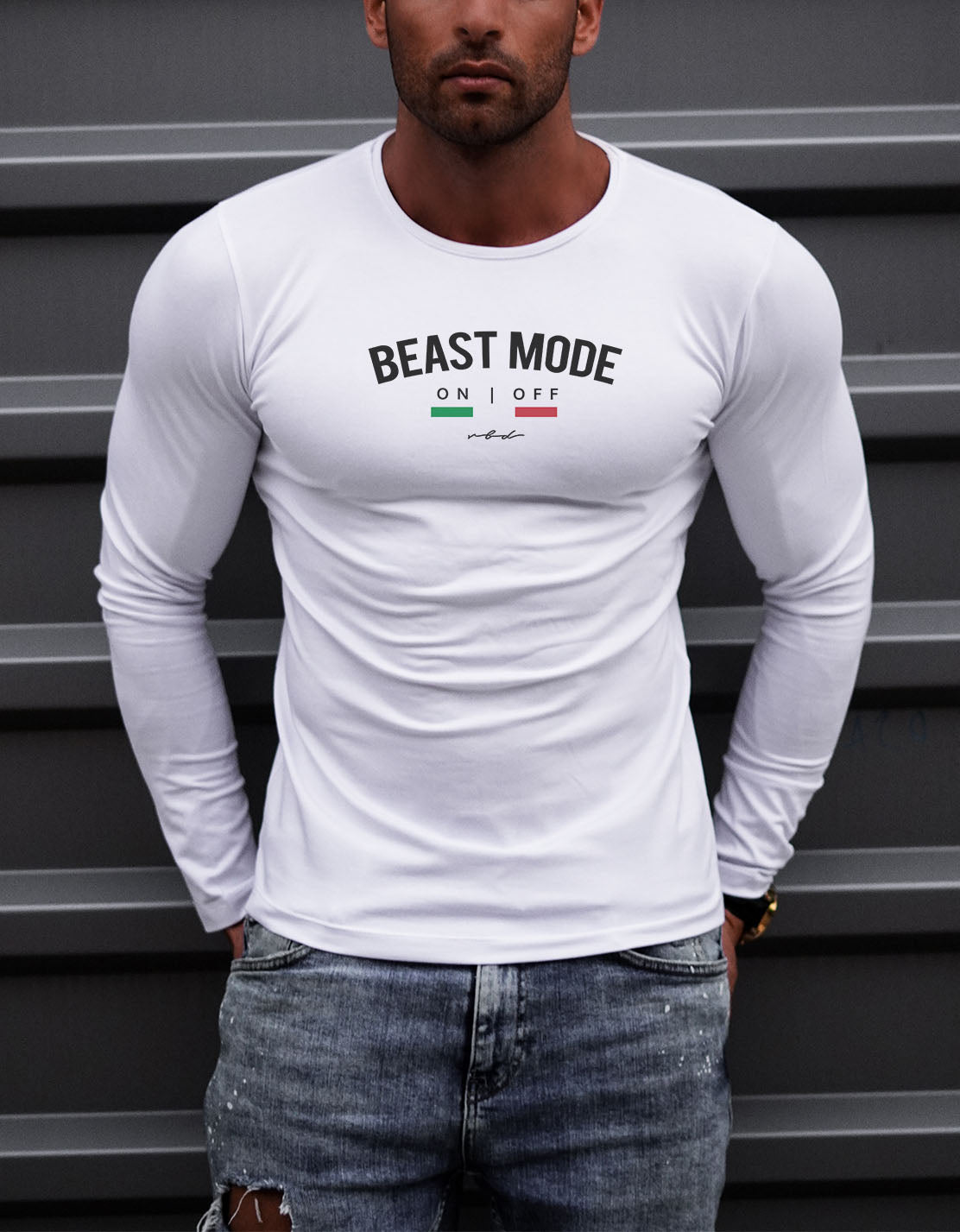 Mens Long Sleeve T-shirt "BEAST MODE ON" MD930