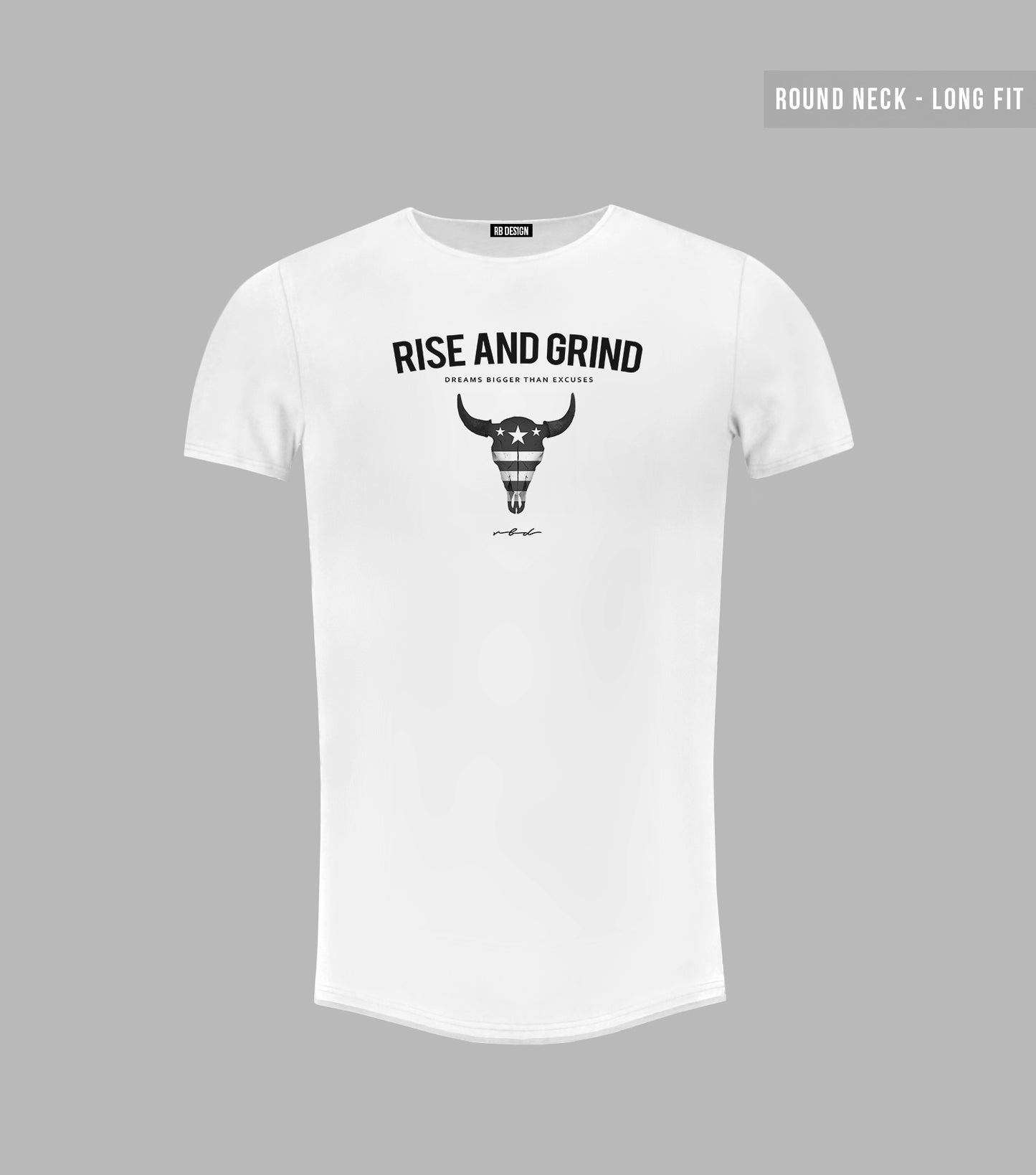 Men's T-shirt "Rise and Grind" Round Neck Long Fit MD932