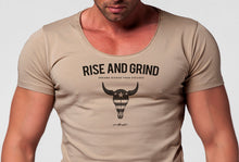 Men's T-shirt "Rise and Grind" Khaki Gray Beige / Color Option / MD932