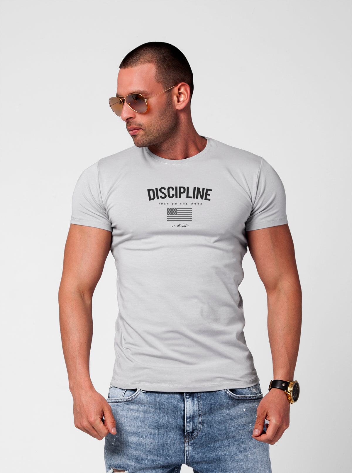 Men's T-shirt "Discipline" Khaki Gray Beige / Color Option / MD933