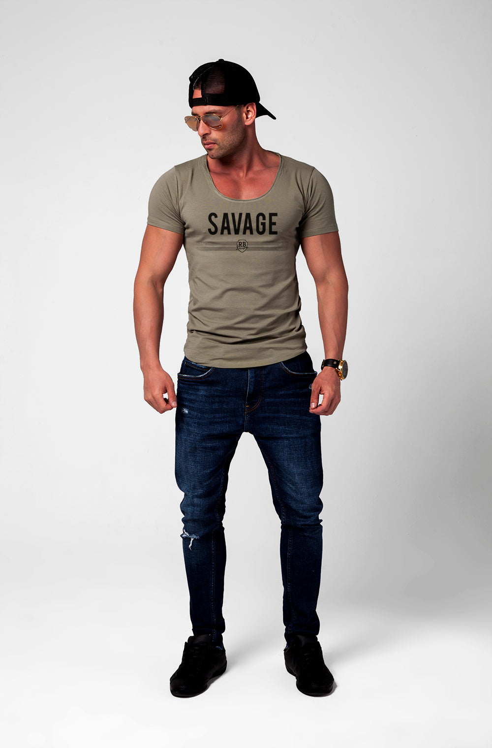 Men's T-shirt "RBD Savage" Khaki Gray Beige / Color Option / MD935