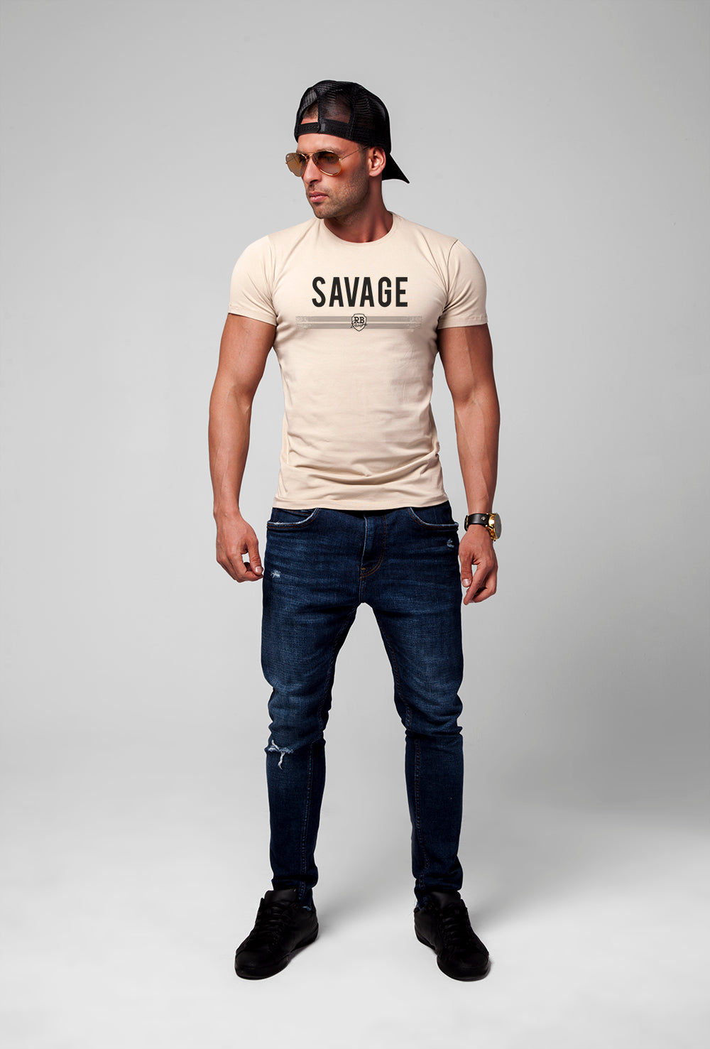 Men's T-shirt "RBD Savage" Khaki Gray Beige / Color Option / MD935
