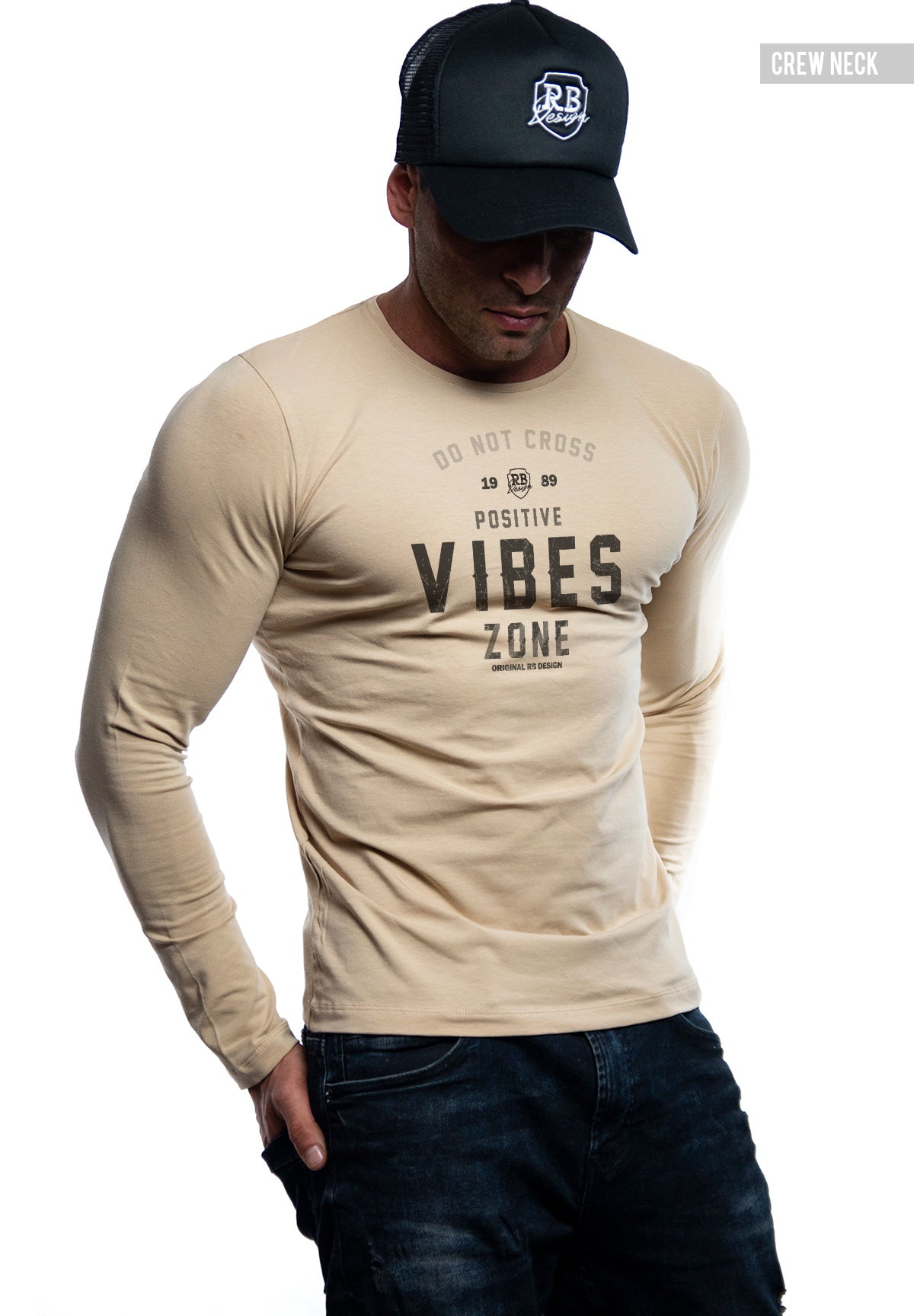 Mens Long Sleeve T-shirt "Positive Vibes Zone" MD977