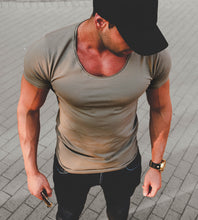 Men's Plain Army Green Scoop Neck T-shirt