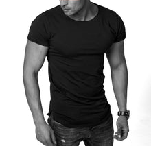 Men's Plain Black Round Neck T-shirt - Longline Tee