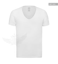 Men's Plain White Deep V-Neck T-shirt