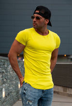 Men's Plain Electric Green Round Neck T-shirt - Long Fit Tee