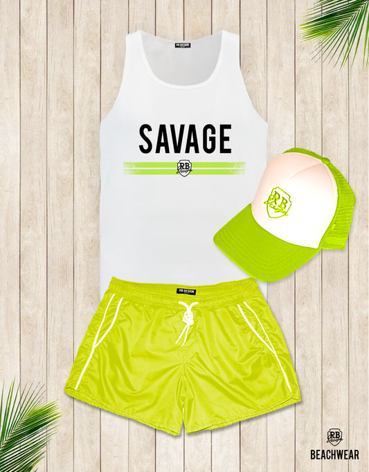 Bundle 3 - Green Beach Shorts + Green Hat + Tank Top MD935