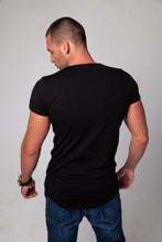 Men's Round Neck Black T-shirt Long Fit