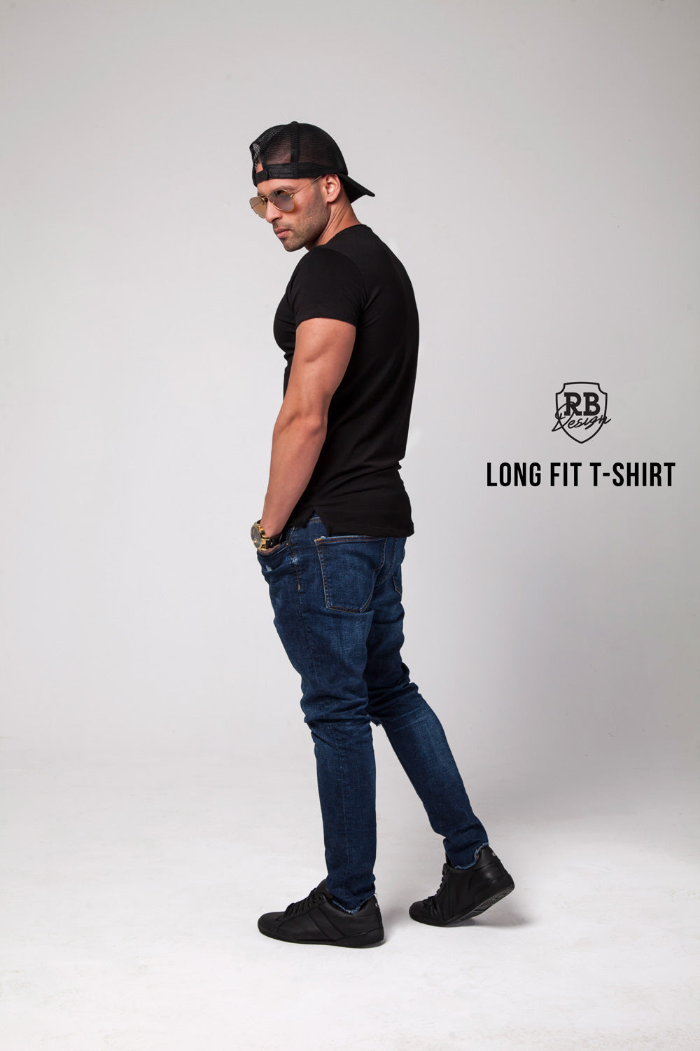 Men s Plain Black Round Neck T shirt Longline Tee Tees Online RB Men s Plain Black Round Neck T shirt Longline Tee Tees Online RB