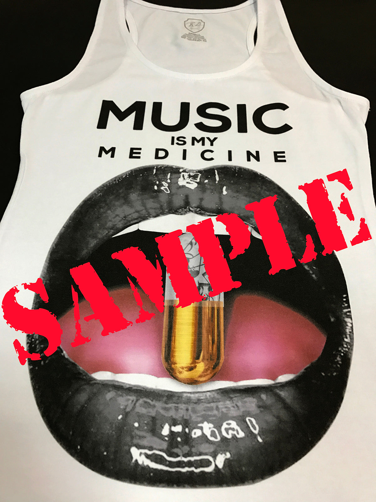 Music Is My Medicine Women's T-shirt Lips Ladies Festival Tank Top WD169