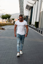 Men's Plain White Round Neck T-shirt - Long Fit Tee