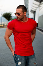 Men's Plain RED Round Neck T-shirt - Long Fit Tee