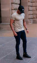 Men's Plain Beige Crew Neck T-shirt - Cappuccino