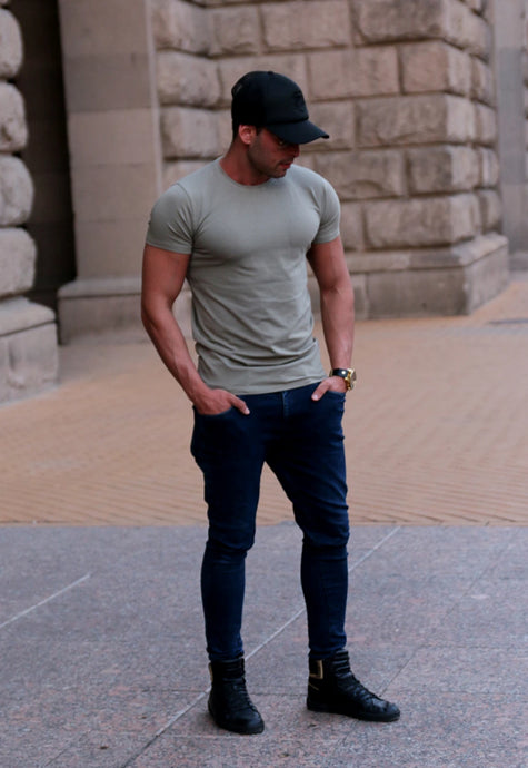 Men's Plain Khaki Crew Neck T-shirt - Army Green Tee