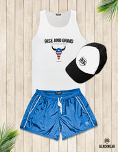 Bundle 3 -  Blue Mens Swimming Shorts + Blue Hat + Tank Top MD932