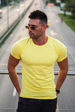 Men's Plain Yellow Crew Neck T-shirt