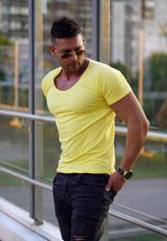 Men's Plain Yellow Scoop Neck T-shirt