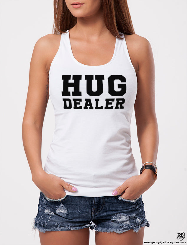 Women's T-shirt With Sayings "Hug Dealer" WTD17 Black