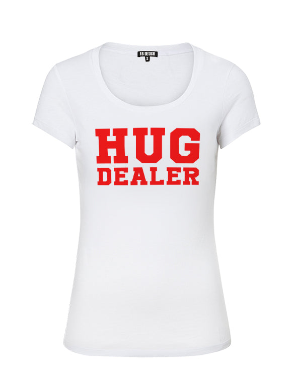 Women's T-shirt With Sayings "Hug Dealer" WTD17 Red