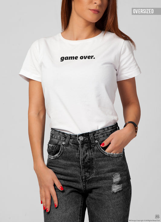 Women's T-shirt With Sayings " Game Over" WTD26 Black