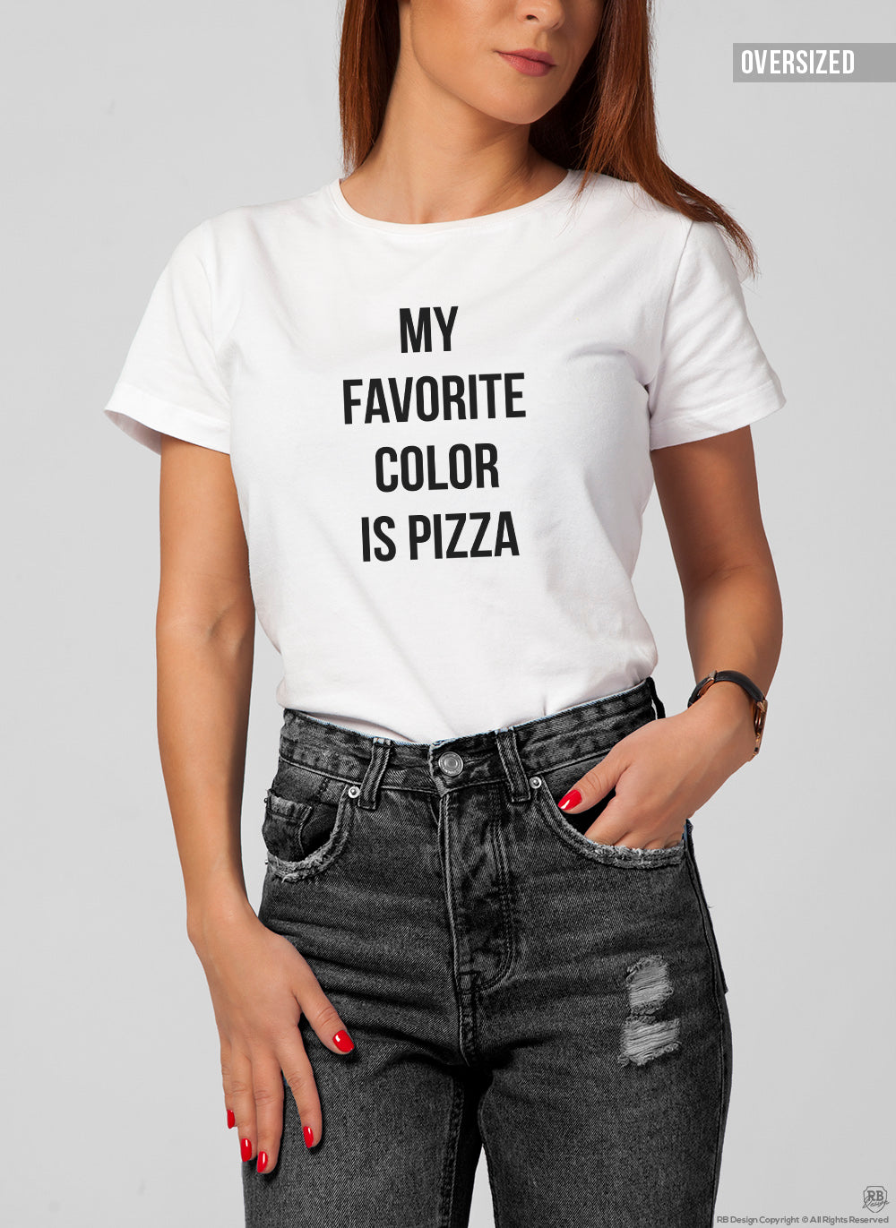 Trendy Women's T-shirt "My Favorite Color Is Pizza" WTD31