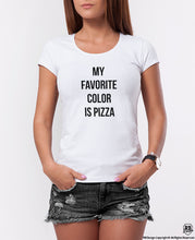 Trendy Women's T-shirt "My Favorite Color Is Pizza" WTD31